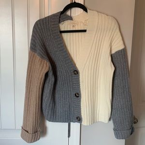 Two toned button down sweater